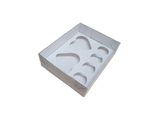 Caixa para CORAÇÃO de Colher 2x80gr e Doces BRANCO Tampa PET 15x12x4 Com 10