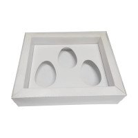 Caixa Moldura para Ovo de Colher 3x50gr 18,5x15x4 BRANCO Tampa PET Com 10