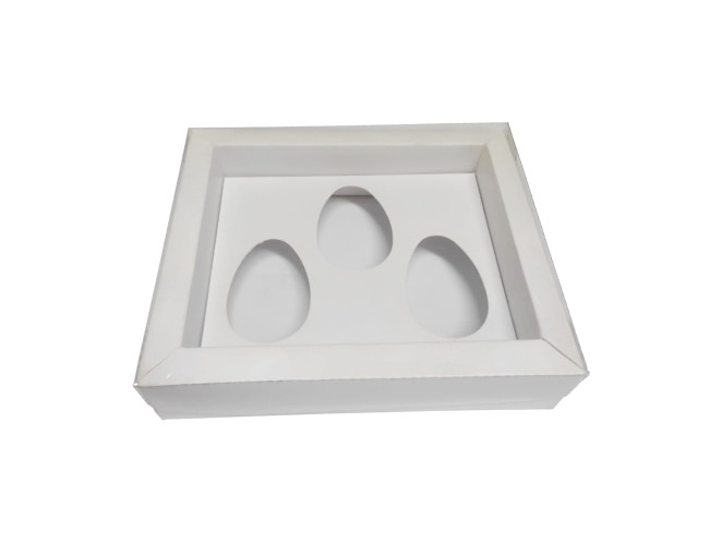 Caixa Moldura para Ovo de Colher 3x50gr 18,5x15x4 BRANCO Tampa PET Com 10