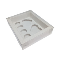 Caixa Moldura para CORAÇÃO de Colher 2x80gr e Doces BRANCO Tampa PET 18,5x15x4 Com 10