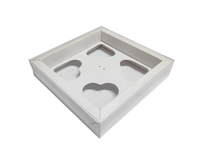 Caixa Moldura para CORAÇÃO de Colher 4x80gr 19x19x4 BRANCO Tampa PET Com 10