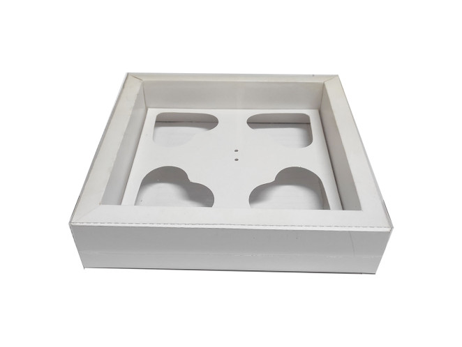 Caixa Moldura para CORAÇÃO de Colher 4x80gr 19x19x4 BRANCO Tampa PET Com 10