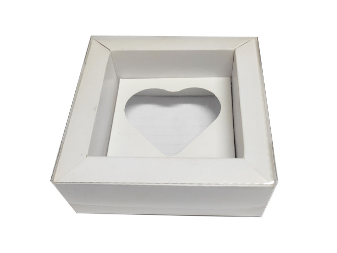Caixa Moldura para CORAÇÃO de Colher 80gr 11x11x4 BRANCO Tampa PET Com 10
