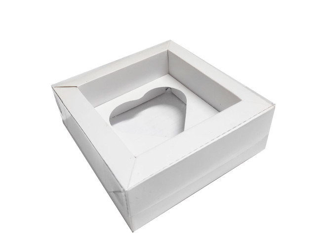Caixa Moldura para CORAÇÃO de Colher 80gr 11x11x4 BRANCO Tampa PET Com 10