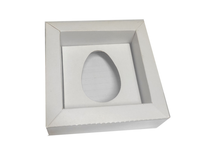 Caixa Moldura para Ovo de Colher 50gr 11x11x4 BRANCO Tampa PET Com 10
