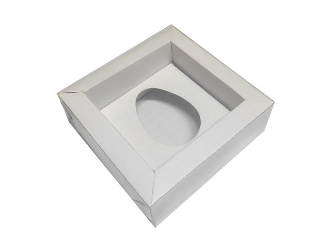 Caixa Moldura para Ovo de Colher 50gr 11x11x4 BRANCO Tampa PET Com 10