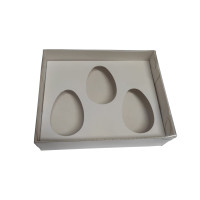 Caixa para Ovo de Colher 3x50gr BRANCO Tampa PET 15x12x4 Com 10