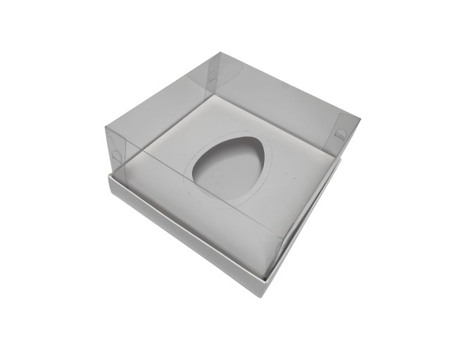 Caixa para Ovo de Colher 100/150/250gr Ajustável 17x17x9 BRANCO Corpo PET Com 10