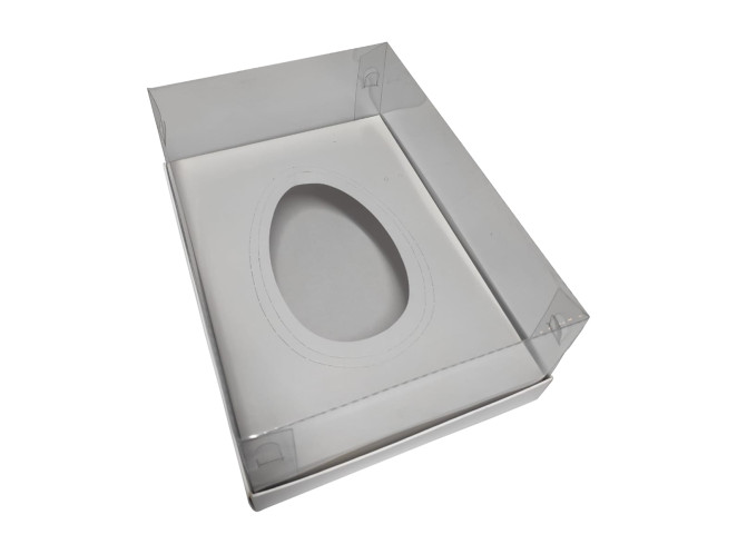 Caixa para Ovo de Colher Ajustável 250/350/500gr 22x15,5x9 BRANCO Corpo PET Com 10