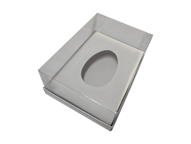 Caixa para Ovo de Colher Ajustável 250/350/500gr 22x15,5x9 BRANCO Corpo PET Com 10