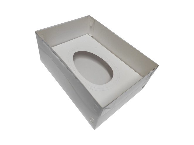 Caixa para Ovo de Colher Ajustável 250/350/500gr 22x15,5x9 BRANCO Tampa PET Com 10