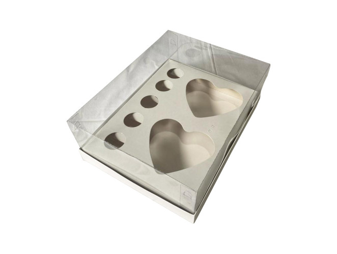 Caixa para CORAÇÃO de Colher 2x200gr e Doces 24x18,5x9 BRANCO Corpo PET C/05