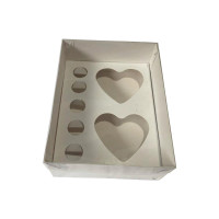 Caixa para CORAÇÃO de Colher 2x200gr e Doces 24x18,5x9 BRANCO Tampa PET C/10