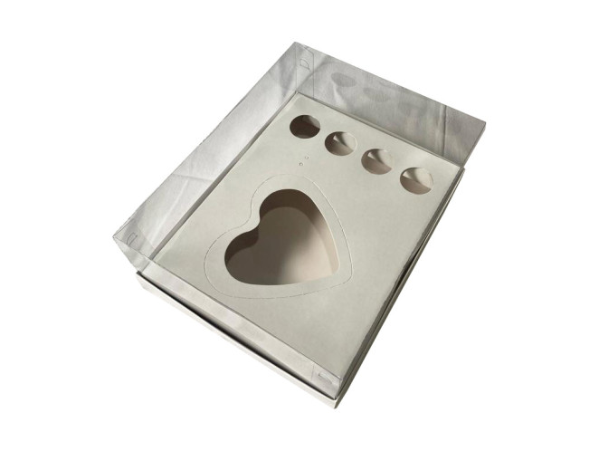 Caixa para CORAÇÃO de Colher Ajustável 200gr/500gr e Doces 24x18,5x9 BRANCO Corpo PET Com 05