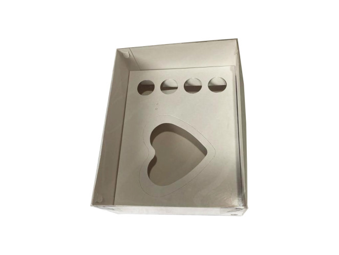 Caixa para CORAÇÃO de Colher Ajustável 200gr/500gr e Doces 24x18,5x9 BRANCO Tampa PET C/10