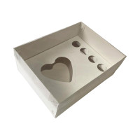 Caixa para CORAÇÃO de Colher Ajustável 200gr/500gr e Doces 24x18,5x9 BRANCO Tampa PET C/10