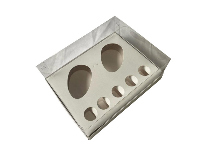 Caixa para Ovo de Colher 2x100/150gr e Doces 24x18,5x9 BRANCO Corpo PET C/05