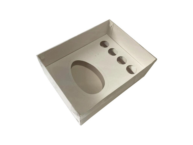 Caixa para Ovo de Colher Ajustável 250/350gr e Doces 24x18,5x9 BRANCO Tampa PET C/10