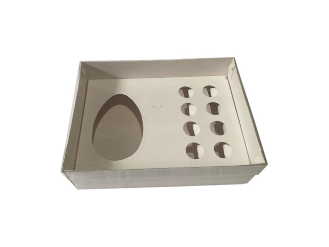 Caixa para Ovo de Colher Ajustável 350/500gr e Doces 30x22x9 BRANCO Tampa PET Com 05