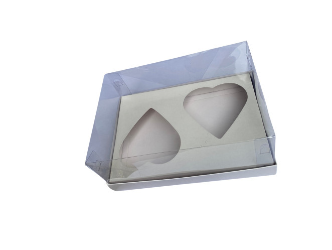 Caixa para CORAÇÃO de Colher 2x200gr 22x15,5x9 BRANCO Corpo PET Com 10
