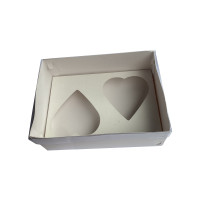 Caixa para CORAÇÃO de Colher 2x200gr 22x15,5x9 BRANCO Tampa PET Com 10