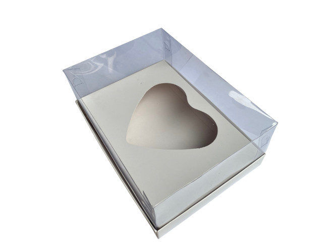 Caixa para CORAÇÃO de Colher 500gr 22x15,5x9 BRANCO Corpo PET Com 10