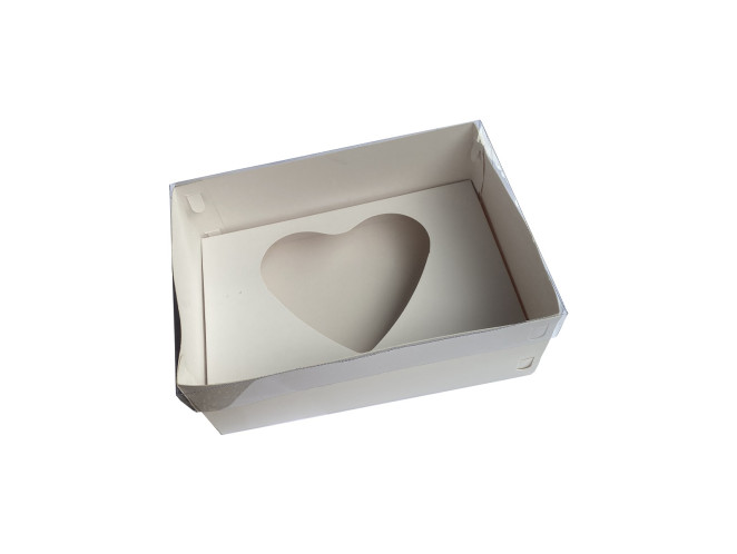 Caixa para CORAÇÃO de Colher 500gr 22x15,5x9 BRANCO Tampa PET Com 10