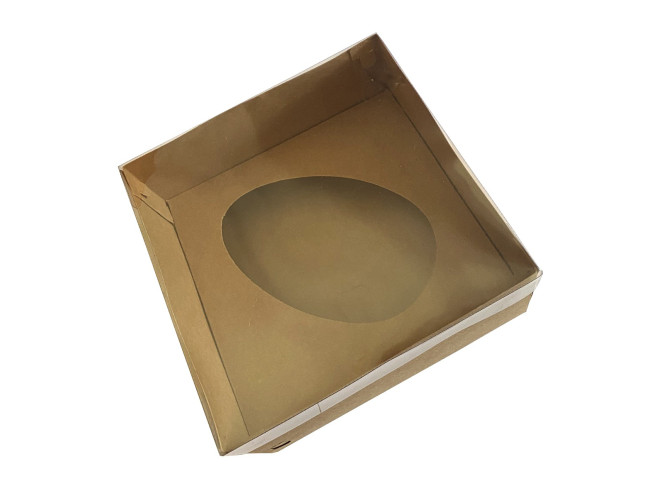 Caixa para Ovo de Colher 350gr 17x17x9 KRAFT Tampa PET Com 10