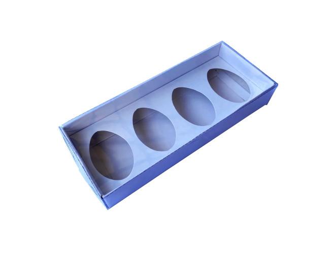 Caixa para Ovo de Colher 4x50gr 20,6x8,3x3,5 BRANCO Tampa PET Com 10