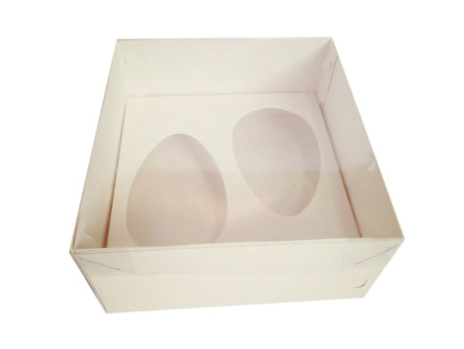 Caixa para Ovo de Colher 2x100/150gr 17x17x9 BRANCO Tampa PET Com 10