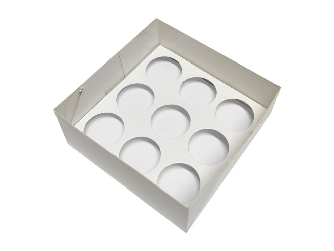 Caixa para 09 Doces 11,5x11,5x4,5 BRANCO Com Berço Com 10