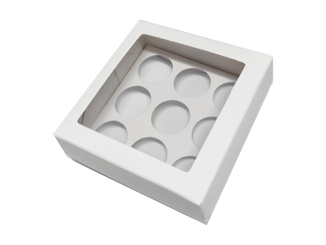 Caixa para 09 Doces 11,5x11,5x4,5 BRANCO Com Berço Com 10