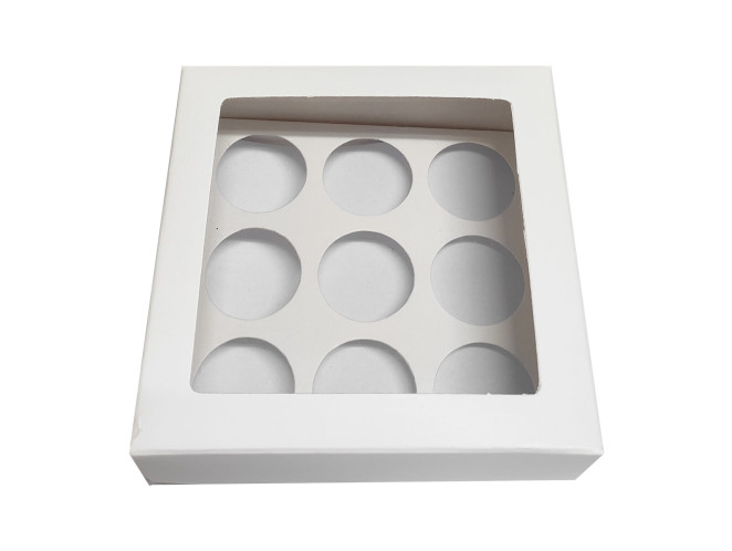 Caixa para 09 Doces 11,5x11,5x4,5 BRANCO Com Berço Com 10