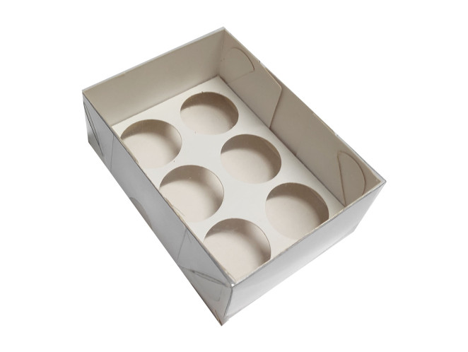Caixa para 06 Doces 11x8x4,5 Tampa PET BRANCO com Berço Com 10 
