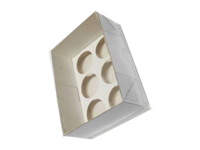 Caixa para 06 Doces 11x8x4,5 Tampa PET BRANCO com Berço Com 10 