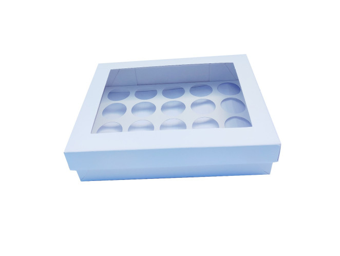 Caixa para 20 Doces Visor PET Com Berço 19,5x15x4,5 BRANCO Com 10