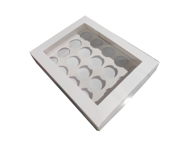 Caixa para 20 Doces Visor PET Com Berço 19,5x15x4,5 BRANCO Com 10
