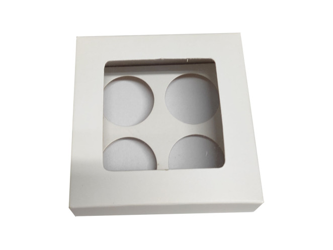 Caixa para 04 Doces Visor Pet 8x8x4 com Berço BRANCO Com 10