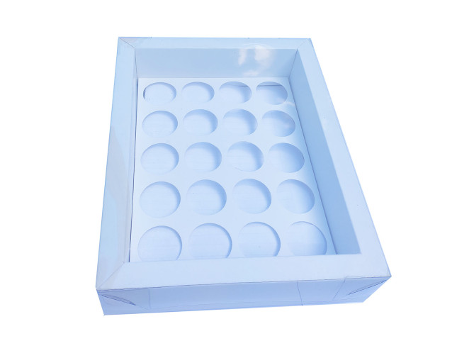 Caixa Moldura para 20 Doces com Berço 22x17,5x4,5 BRANCO Tampa PET Com 10