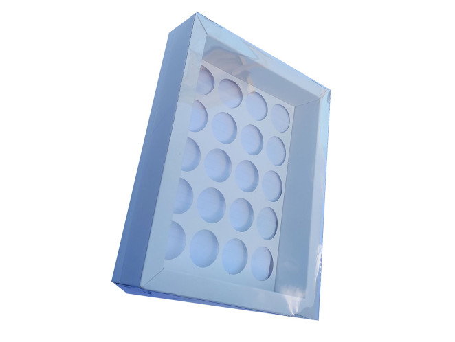 Caixa Moldura para 20 Doces com Berço 22x17,5x4,5 BRANCO Tampa PET Com 10