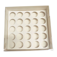 Caixa para 25 Doces BRANCO Tampa PET com Berço 19x19x5 com 10