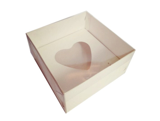 Caixa para CORAÇÃO de Colher 200gr 17x17x9 BRANCO Tampa PET Com 10
