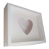 Caixa para CORAÇÃO de Colher 500gr Moldura 28,4X23,2X6,5 BRANCO Tampa PET Com 05