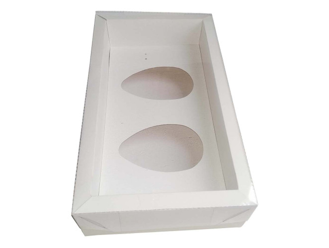 Caixa para Ovo de Colher 2x100/150gr Moldura 28,8x16,8x6,5 BRANCO Tampa PET Com 05
