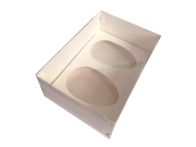 Caixa para Ovo de Colher 2x250gr 22x15,5x9 BRANCO Tampa PET Com 10
