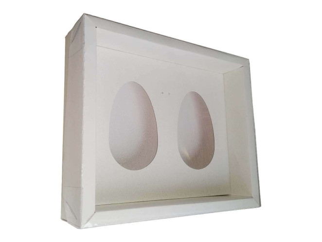 Caixa para Ovo de Colher 2x250gr Moldura 28,4X23,2X6,5 BRANCO Tampa PET Com 05