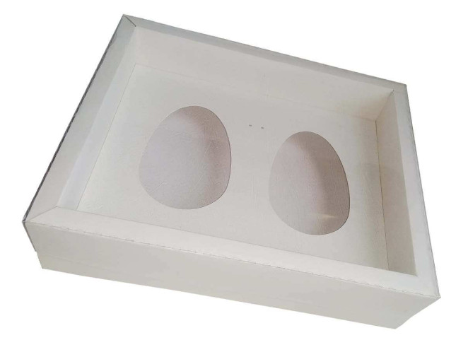 Caixa para Ovo de Colher 2x250gr Moldura 28,4X23,2X6,5 BRANCO Tampa PET Com 05