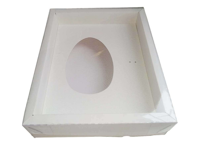 Caixa para Ovo de Colher 500gr Moldura 28,4X23,2X6,5 BRANCO Tampa PET Com 05