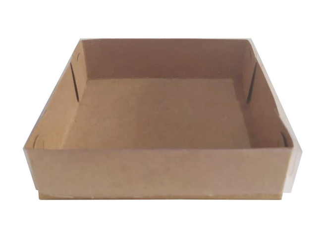 Caixa para Ovo Frito Chocolate 11x11x3 KRAFT Tampa PET C/10