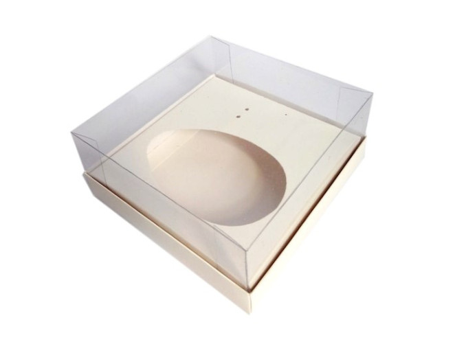 Caixa para Ovo de Colher 100/150gr 13,5x13,5x6 BRANCO Corpo PET Com 10